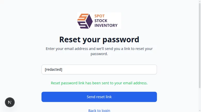 Password-help confirmation after submitting a fictional email address