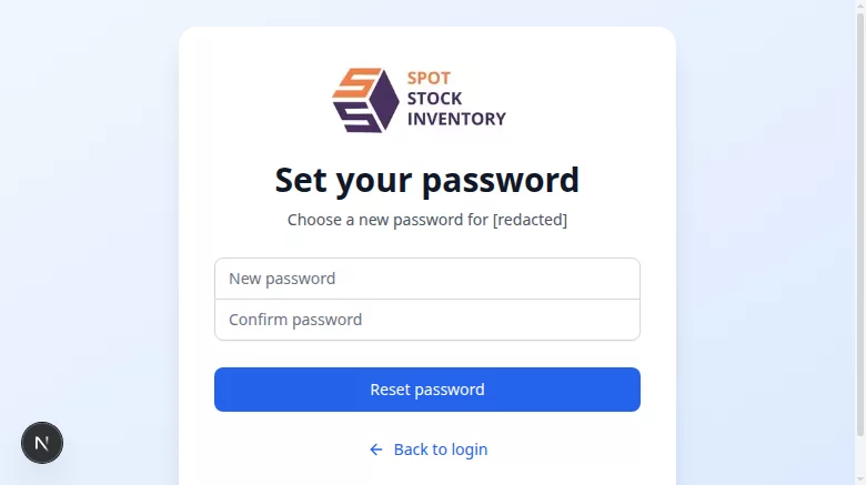 Set your password form with new-password and confirmation fields