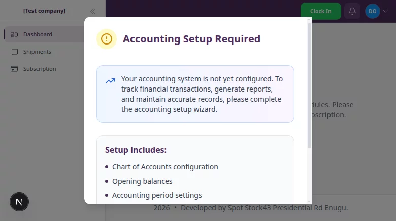 SpotStock dashboard shown immediately after a successful ordinary staff login